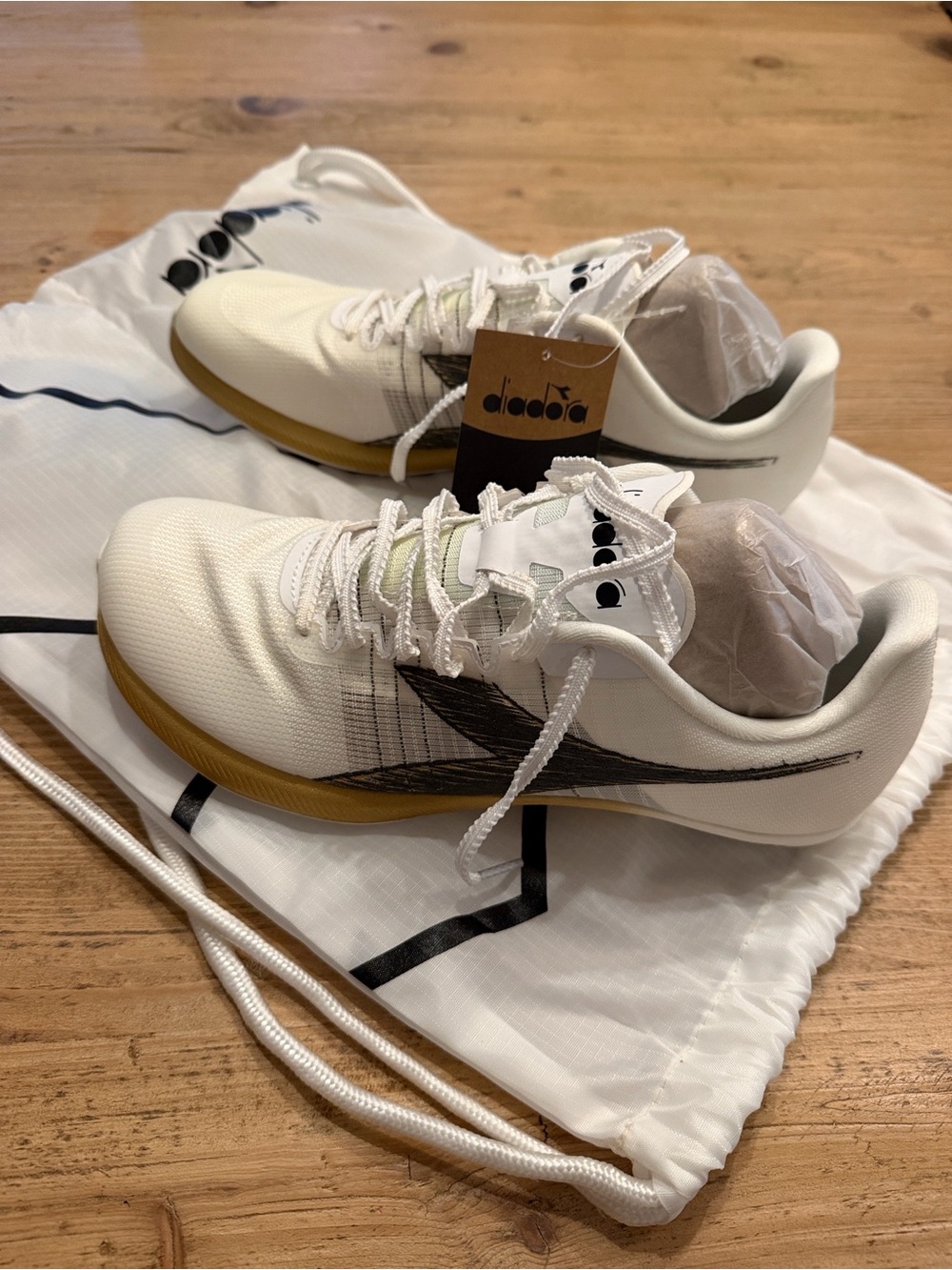 Diadora Men’s White & Black Sneakers with Gum Sole